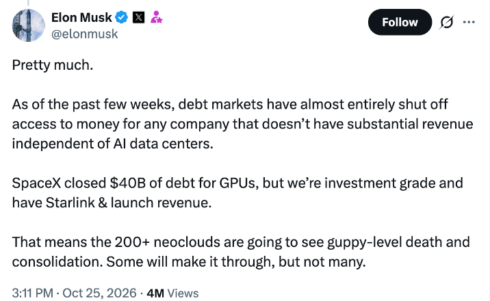 Elon Musk 的 X 原帖截圖