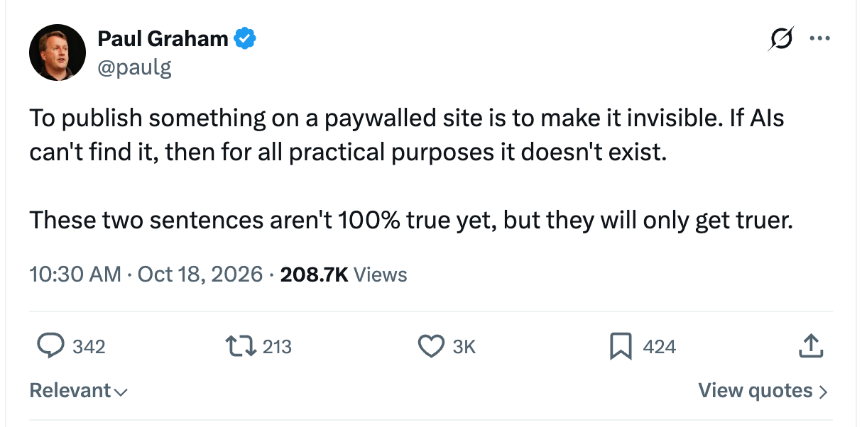 Paul Graham 的 X 原帖截圖